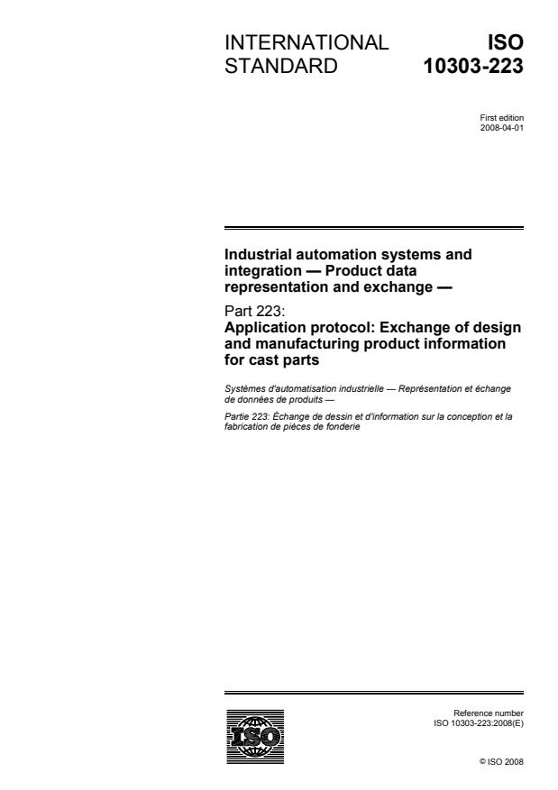ISO 10303-223:2008 - Industrial automation systems and integration -- Product data representation and exchange