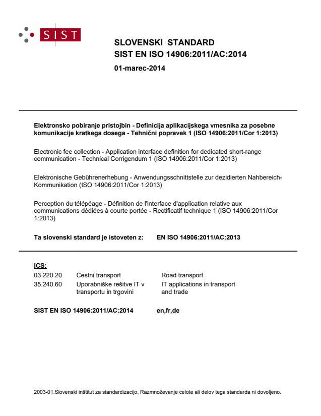EN ISO 14906:2011/AC:2014