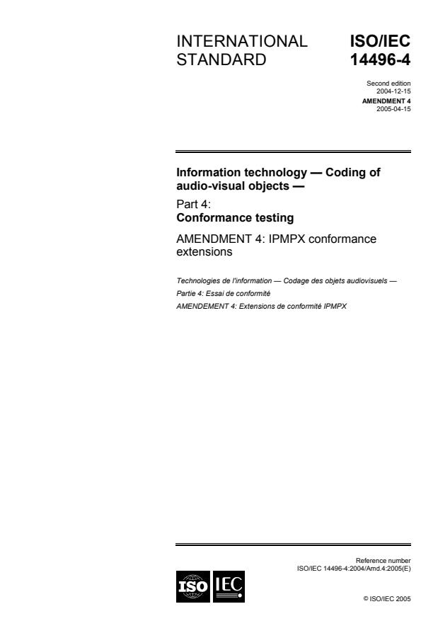 ISO/IEC 14496-4:2004/Amd 4:2005 - IPMPX conformance extensions