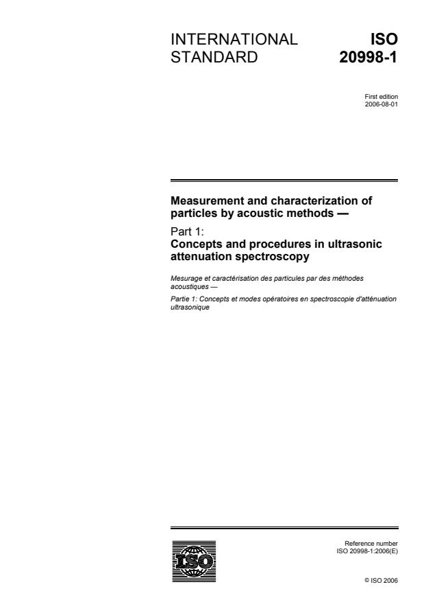 ISO 20998-1:2006 - Measurement and characterization of particles by acoustic methods