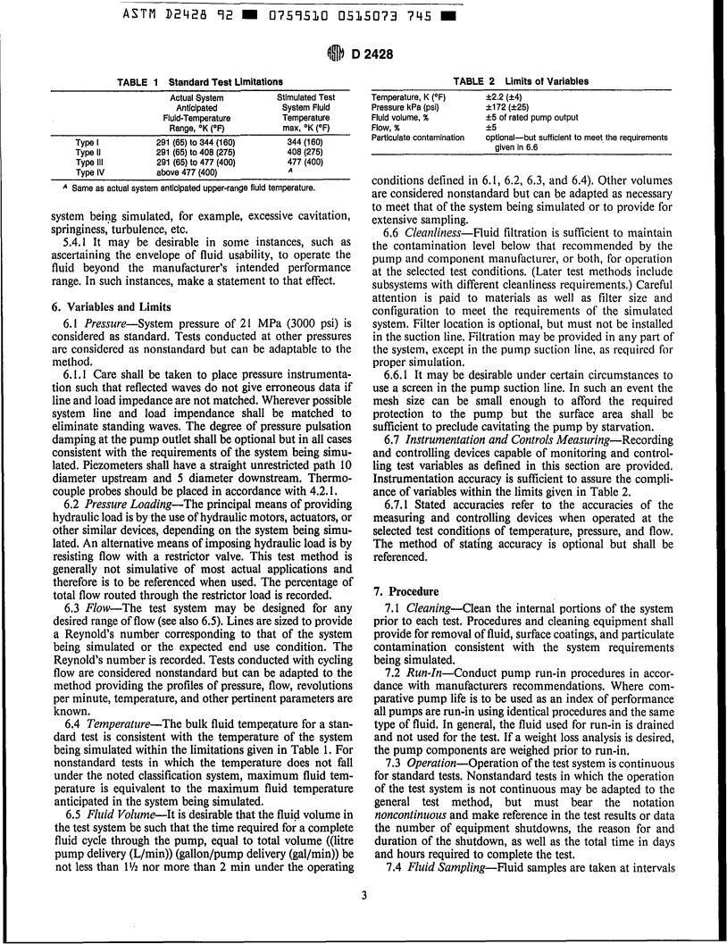 ASTM D2428-92 - Standard Test Method for Simulative Recirculating System Testing of Aerospace Hydraulic Fluids (Withdrawn 1997)