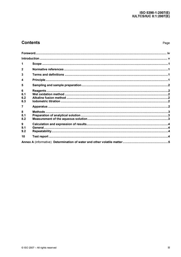 ISO 5398-1:2007 - Leather -- Chemical determination of chromic oxide content