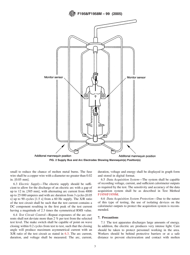 ASTM F1958/F1958M-99(2005) - Standard Test Method for Determining the Ignitability of Non-flame-Resistant Materials for Clothing by Electric Arc Exposure Method Using Mannequins