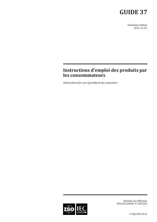 ISO/IEC Guide 37:2012 - Instructions d'emploi des produits par les consommateurs