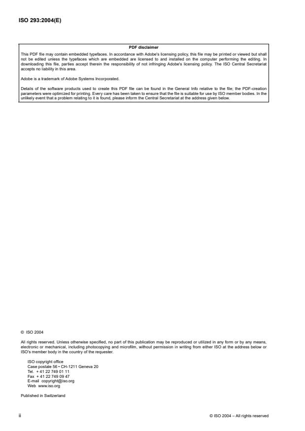 ISO 293:2004 ISO 293:2004 - Plastics -- Compression moulding of test specimens of thermoplastic materials - Page 2 preview