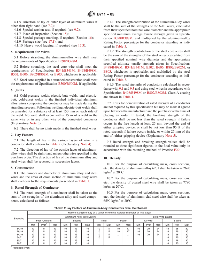 ASTM B711-05 - Standard Specification for Concentric-Lay-Stranded Aluminum-Alloy Conductors, Steel Reinforced (AACSR) (6201)