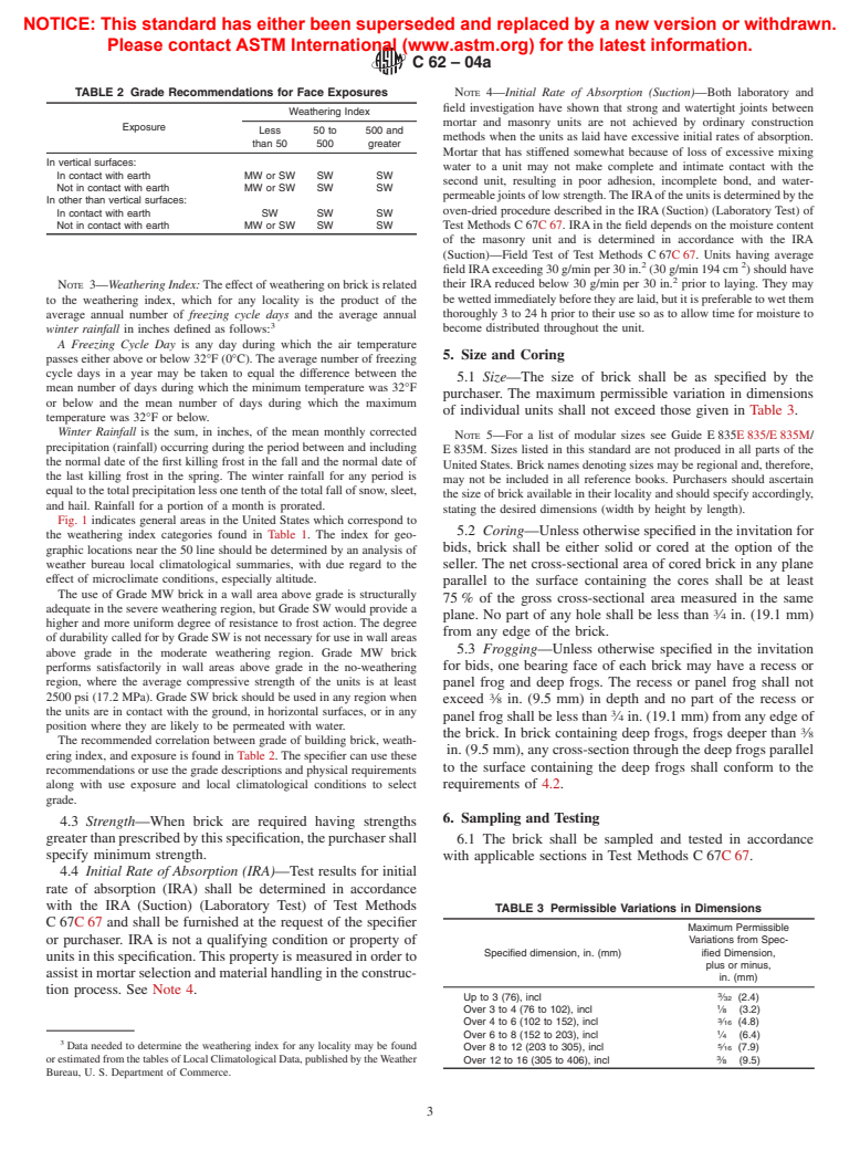 ASTM C62-04a - Standard Specification for Building Brick (Solid Masonry Units Made From Clay or Shale)