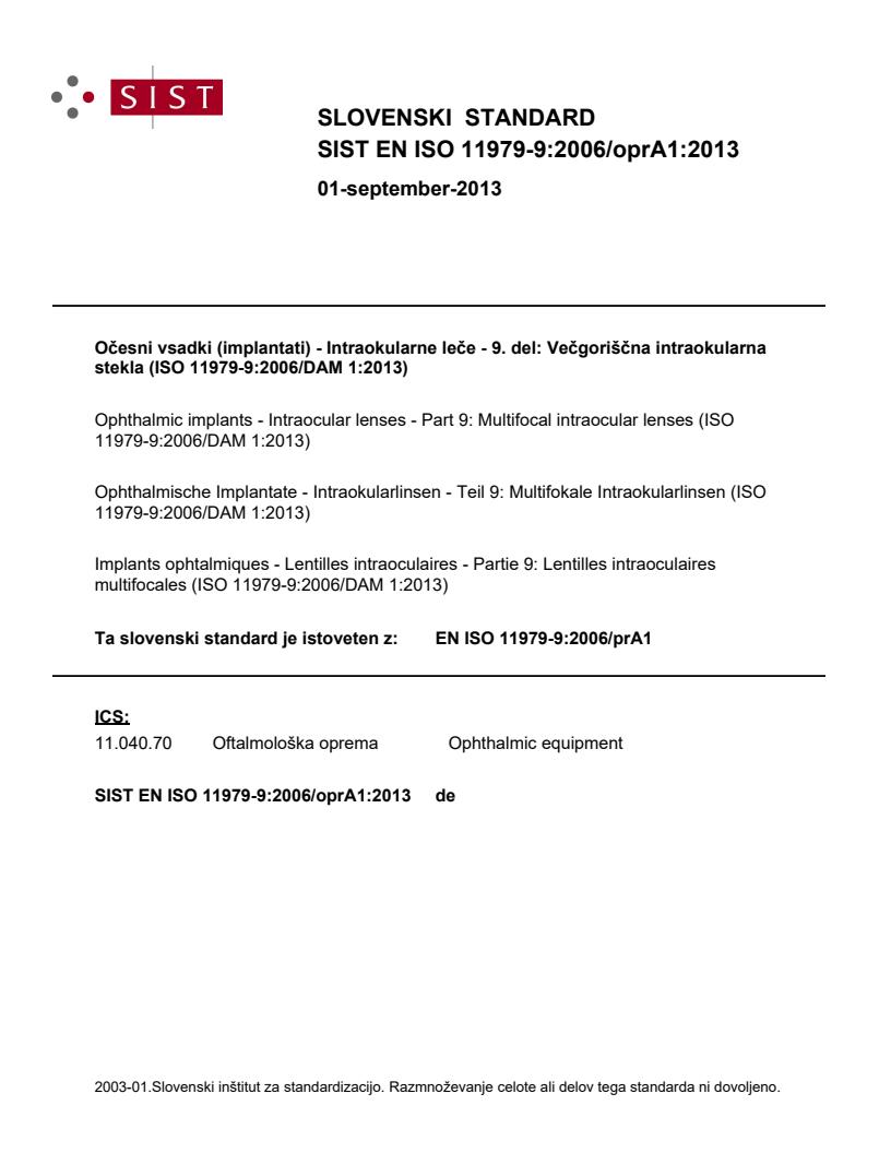 EN ISO 11979-9:2006/oprA1:2013