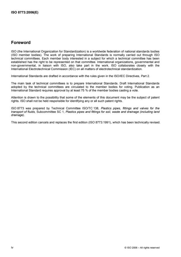 ISO 8773:2006 ISO 8773:2006 - Plastics piping systems for non-pressure underground drainage and sewerage -- Polypropylene (PP) - Page 4 preview
