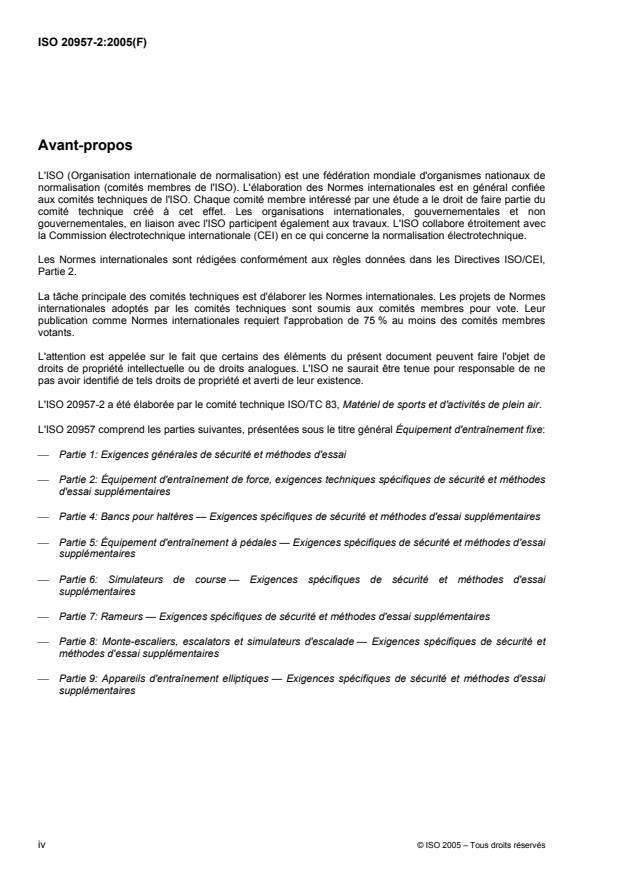 ISO 20957-2:2005 ISO 20957-2:2005 - Équipement d'entraînement fixe - Page 4 preview