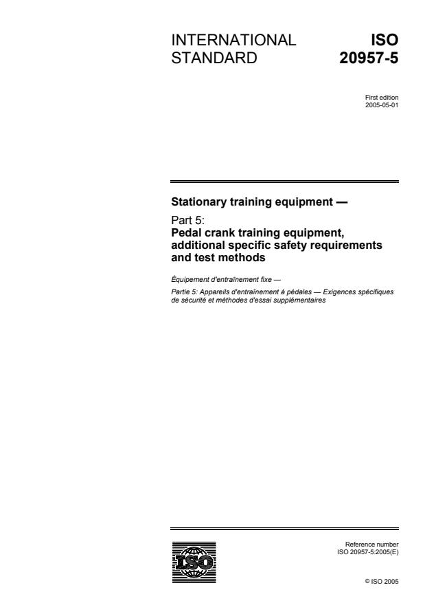 ISO 20957-5:2005 - Stationary training equipment