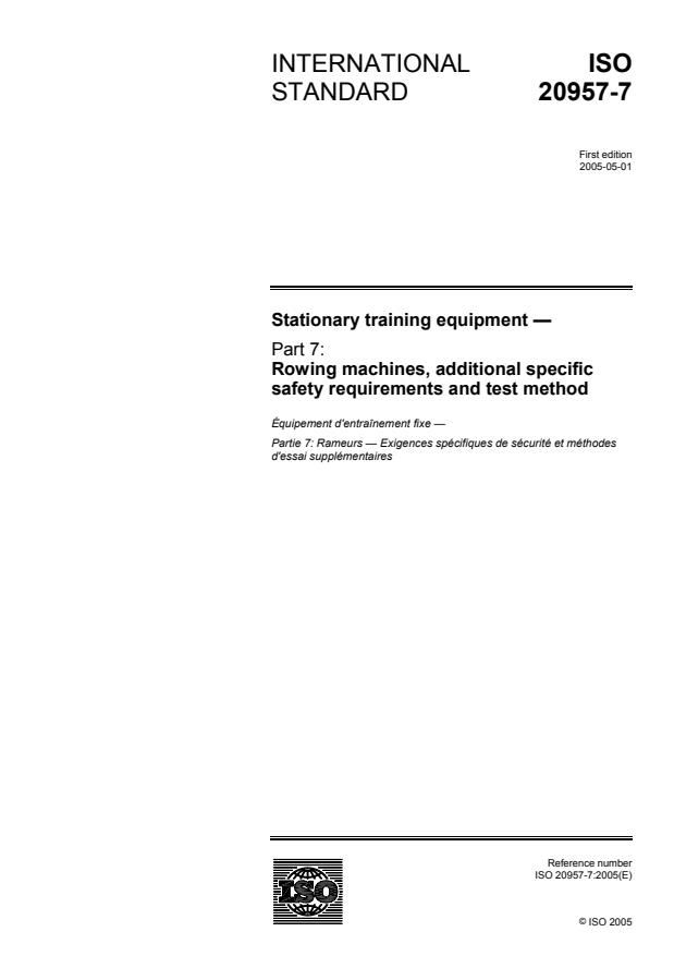ISO 20957-7:2005 - Stationary training equipment