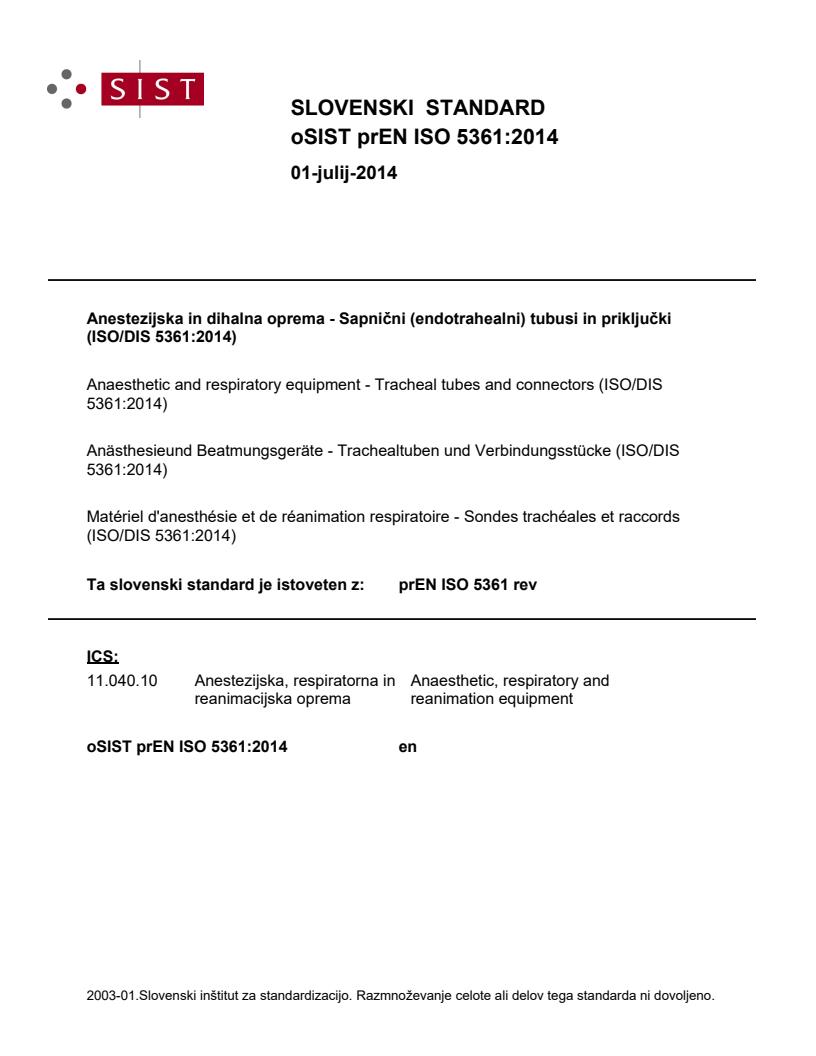 prEN ISO 5361:2014