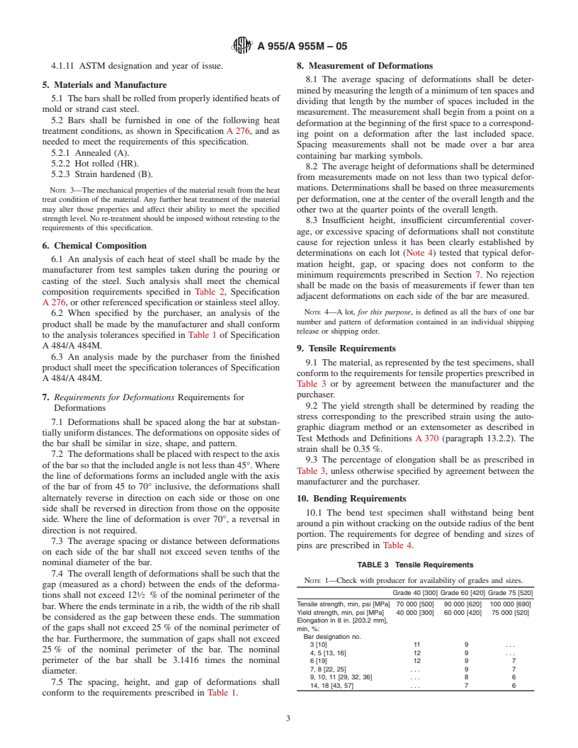 ASTM A955/A955M-05 - Standard Specification for Deformed and Plain Stainless Steel Bars for Concrete Reinforcement