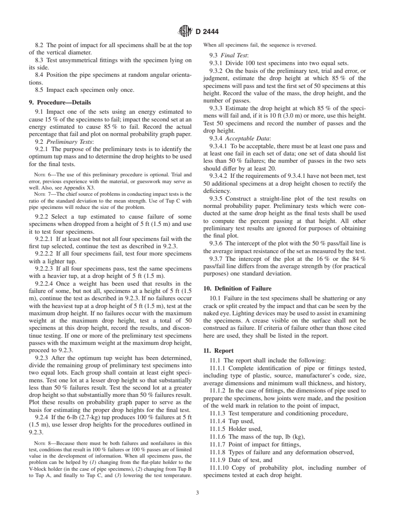 ASTM D2444-99 - Standard Test Method for Determination of the Impact Resistance of Thermoplastic Pipe and Fittings by Means of a Tup (Falling Weight)