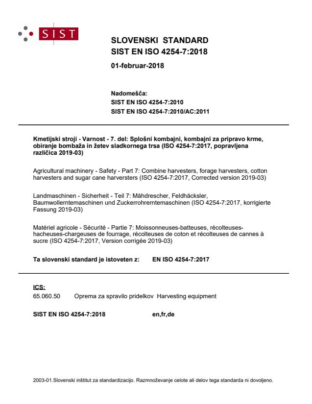 EN ISO 4254-7:2018 - BARVE