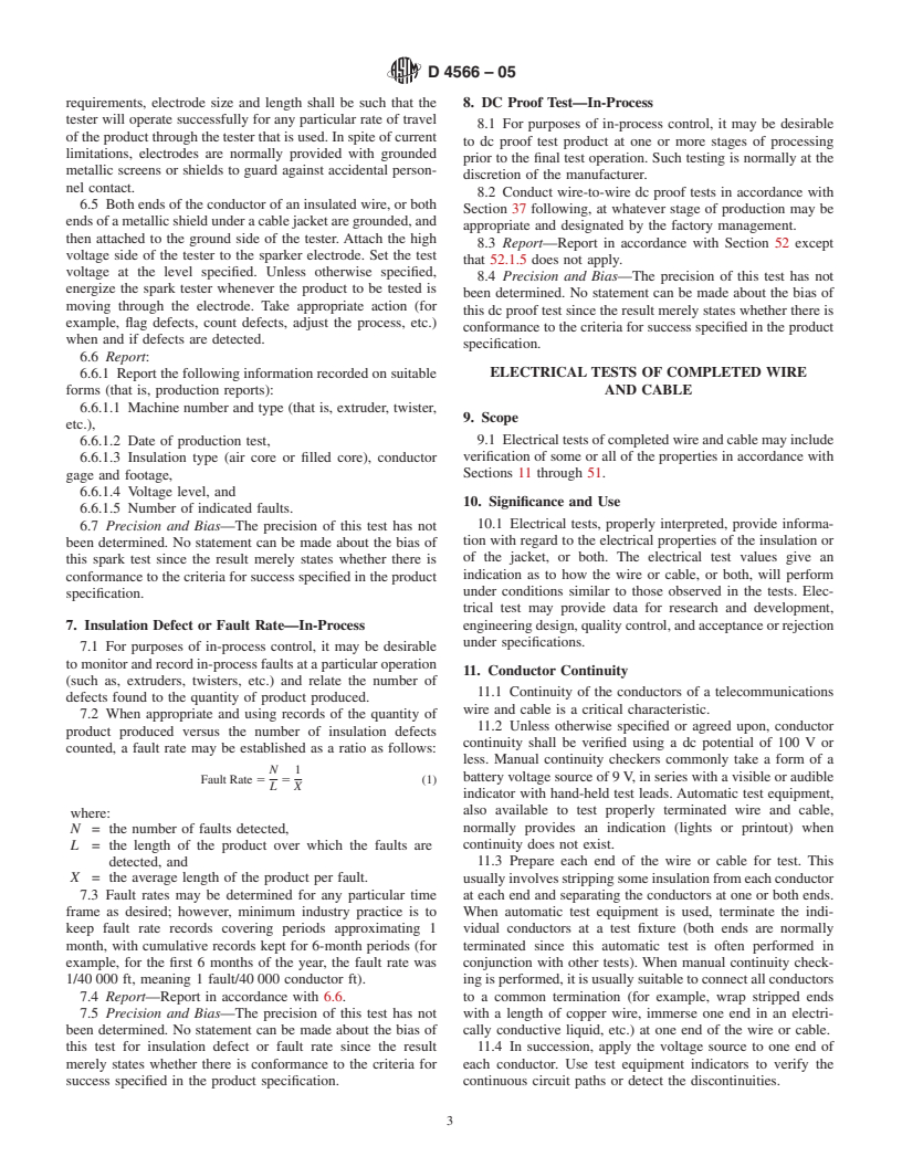 ASTM D4566-05 - Standard Test Methods for Electrical Performance Properties of Insulations and Jackets for Telecommunications Wire and Cable