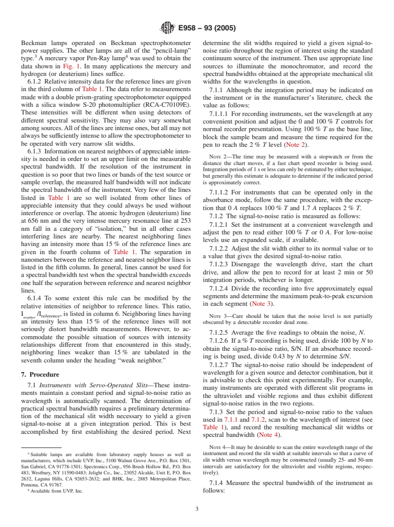 ASTM E958-93(2005) - Standard Practice for Measuring Practical Spectral Bandwidth of Ultraviolet-Visible Spectrophotometers