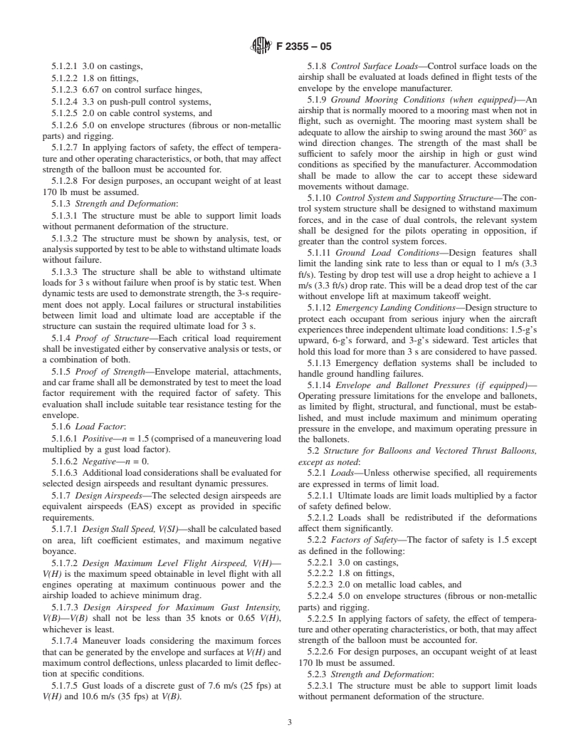 ASTM F2355-05 - Standard Specification for Design and Performance Requirements for Lighter-Than-Air Light Sport Aircraft