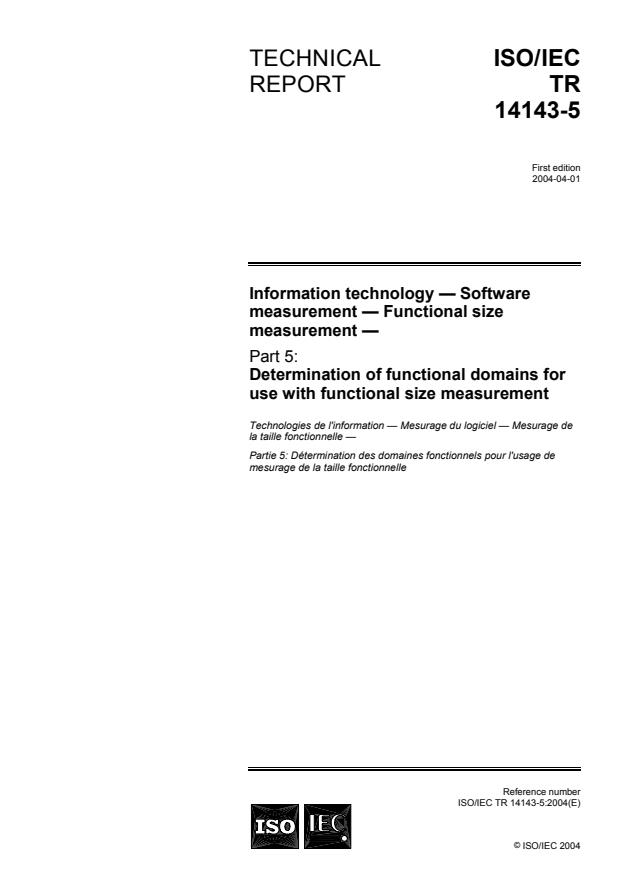ISO/IEC TR 14143-5:2004 - Information technology -- Software measurement -- Functional size measurement