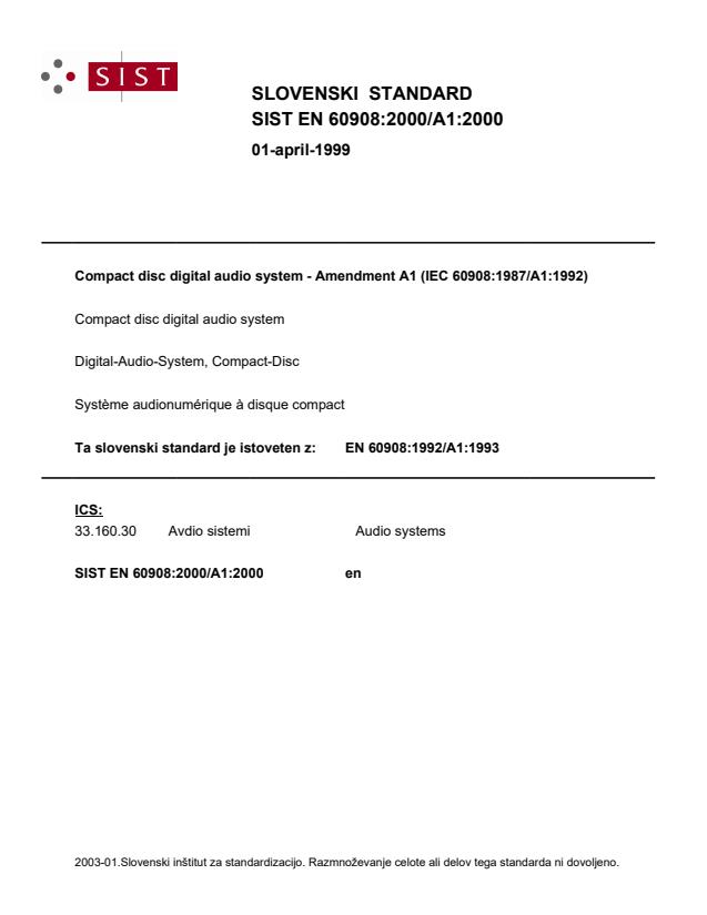 EN 60908:2000/A1:2000 - referenčna oznaka: letnica in datum objave različna!
