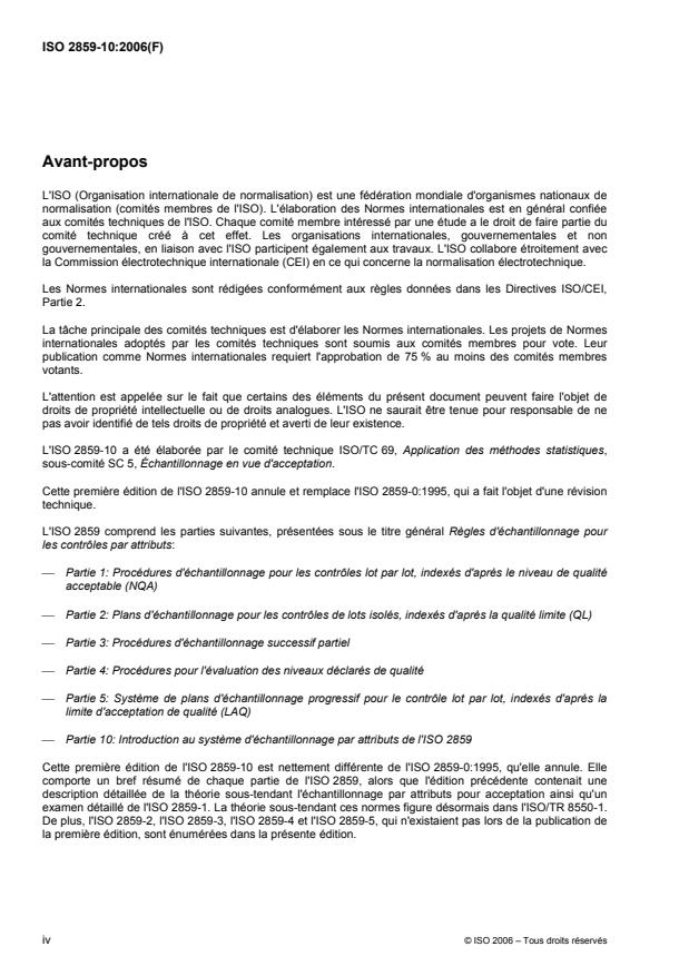 ISO 2859-10:2006 ISO 2859-10:2006 - Regles d'échantillonnage pour les contrôles par attributs - Page 4 preview