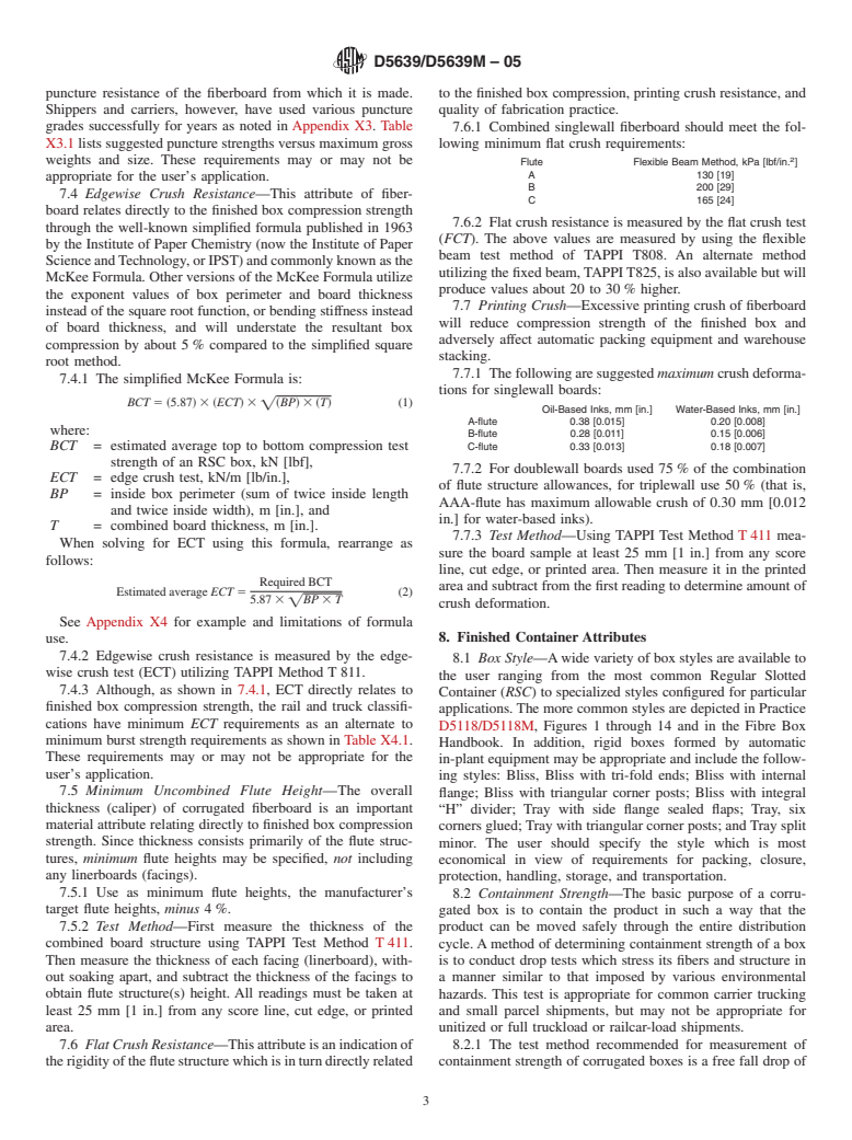 ASTM D5639/D5639M-05 - Standard Practice for Selection of Corrugated Fiberboard Materials and Box Construction Based on Performance Requirements