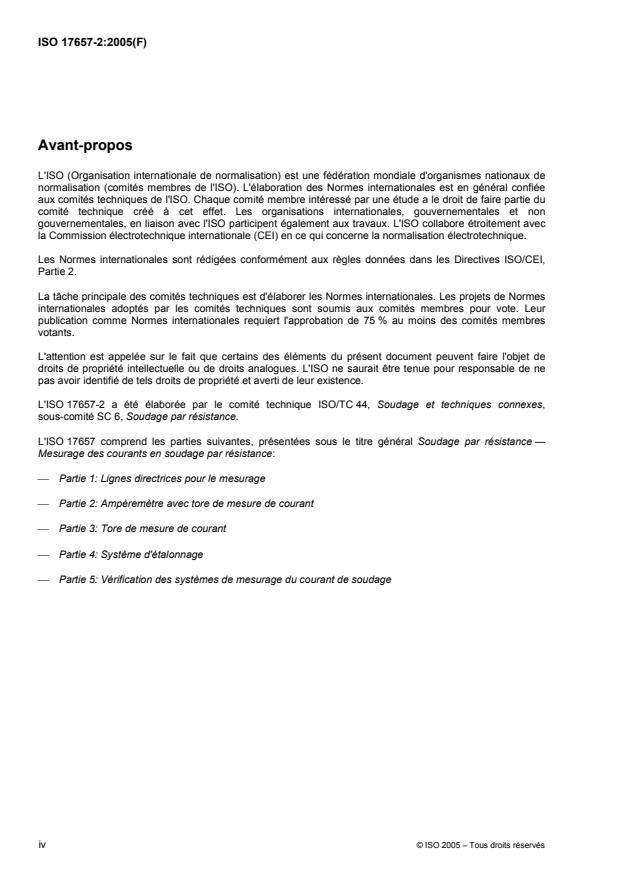 ISO 17657-2:2005 ISO 17657-2:2005 - Soudage par résistance— Mesurage des courants en soudage par résistance - Page 4 preview