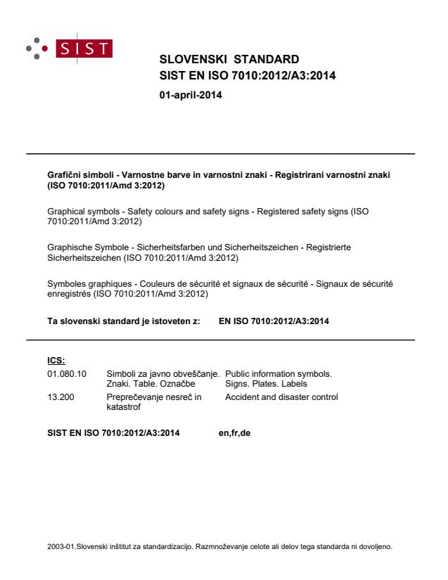 EN ISO 7010:2012/A3:2014 - BARVE