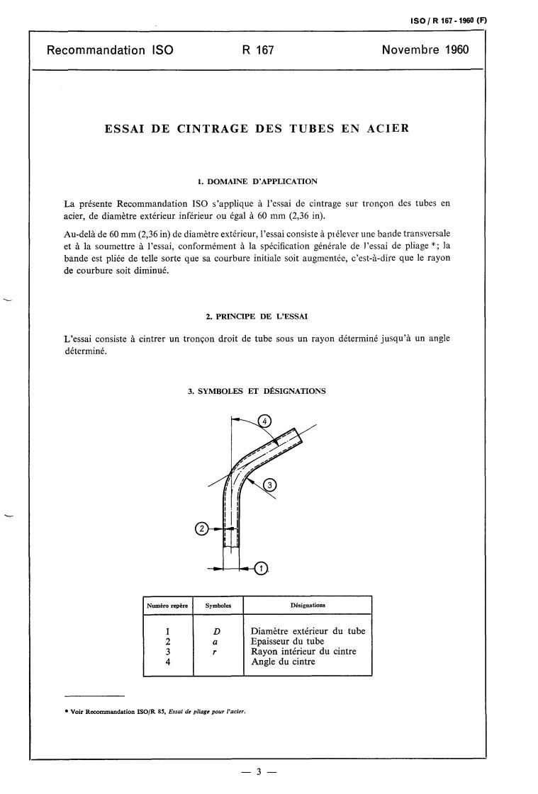 ISO/R 167:1960 - Bend test on steel tubes
Released:11/1/1960