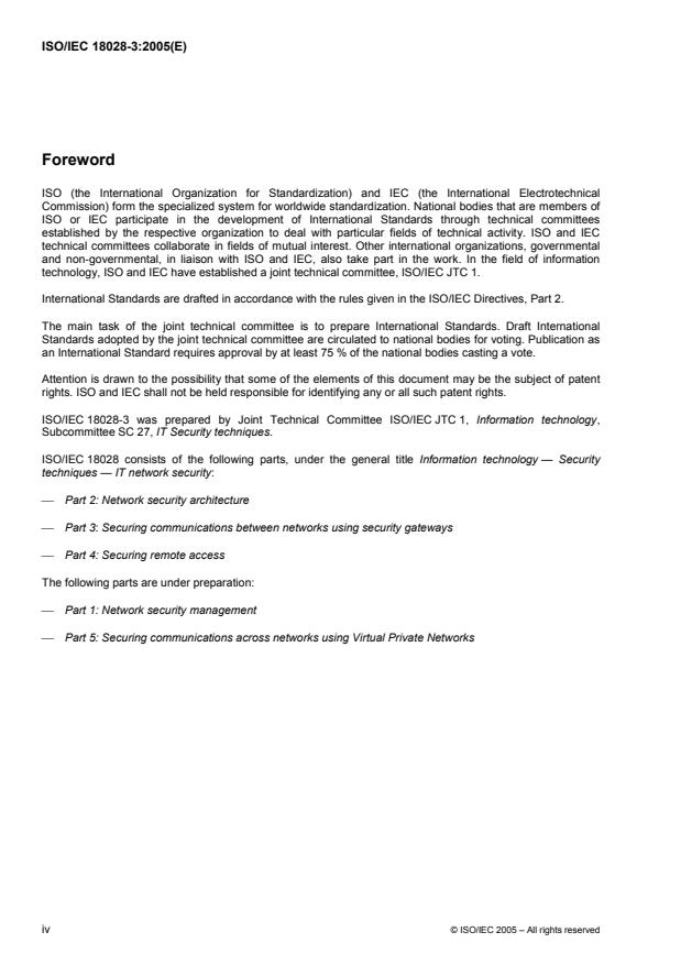 ISO/IEC 18028-3:2005 ISO/IEC 18028-3:2005 - Information technology -- Security techniques -- IT network security - Page 4 preview