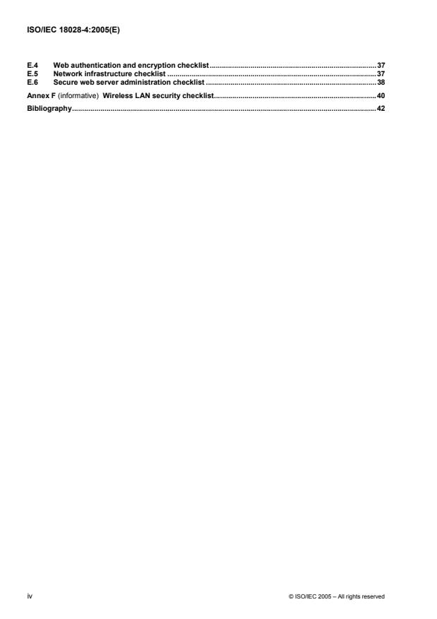 ISO/IEC 18028-4:2005 ISO/IEC 18028-4:2005 - Information technology -- Security techniques -- IT network security - Page 4 preview