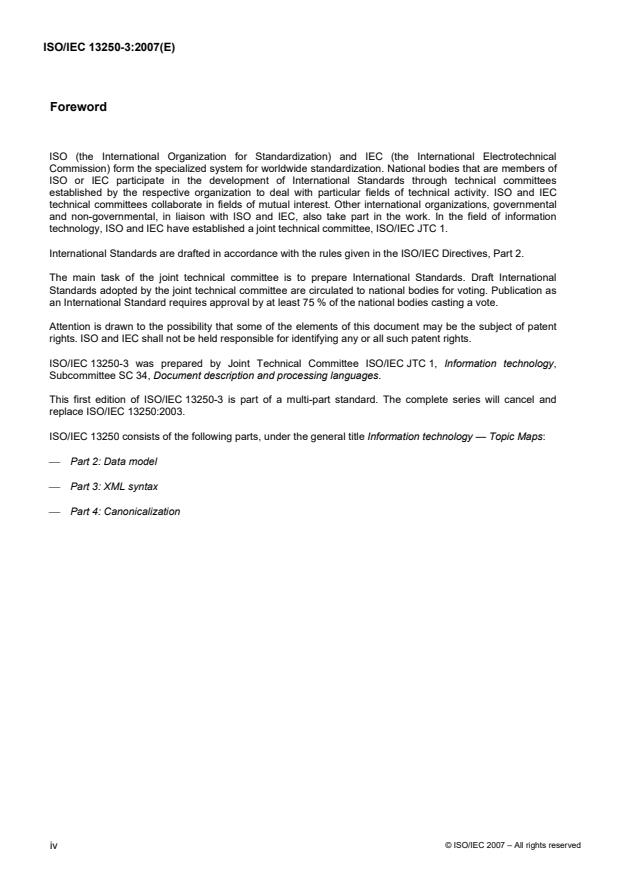 ISO/IEC 13250-3:2007 ISO/IEC 13250-3:2007 - Information technology -- Topic Maps - Page 4 preview