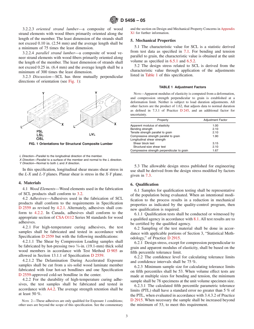 ASTM D5456-05 - Standard Specification for Evaluation of Structural Composite Lumber Products