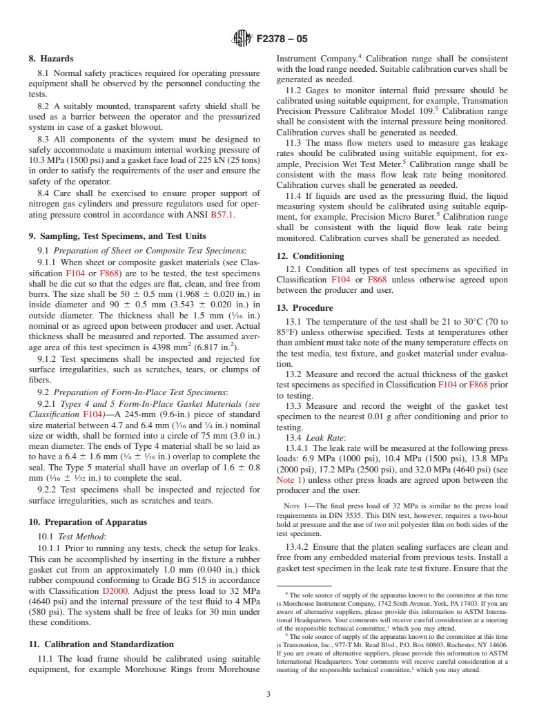 ASTM F2378-05 - Standard Test Method for Sealability of Sheet, Composite, and Solid Form-in-Place Gasket Materials