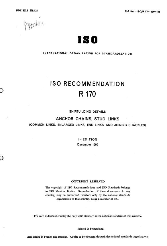 ISO/R 170:1960 - Withdrawal of ISO/R 170-1960