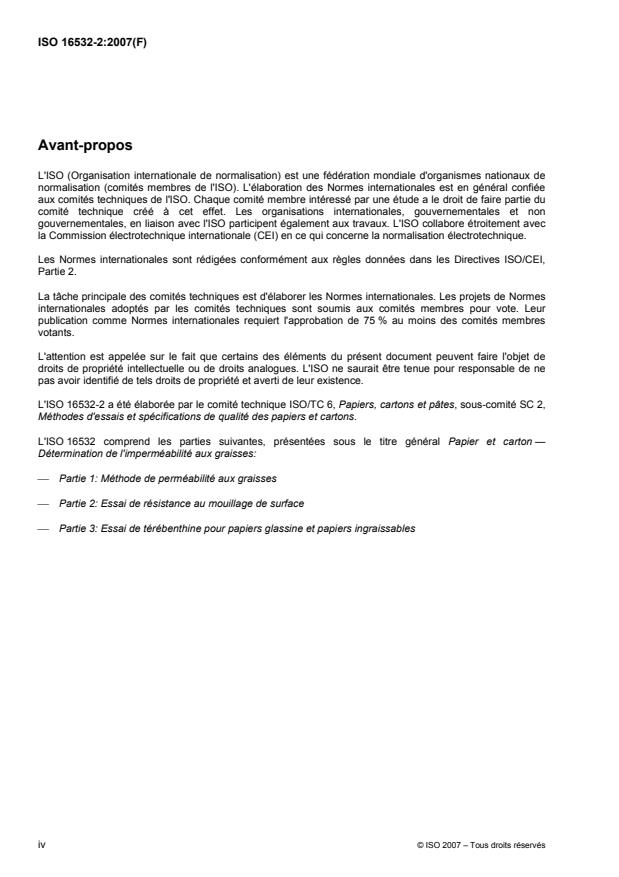 ISO 16532-2:2007 ISO 16532-2:2007 - Papier et carton -- Détermination de l'imperméabilité aux graisses - Page 4 preview