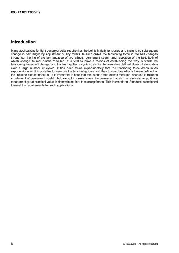 ISO 21181:2005 ISO 21181:2005 - Light conveyor belts -- Determination of the relaxed elastic modulus - Page 4 preview
