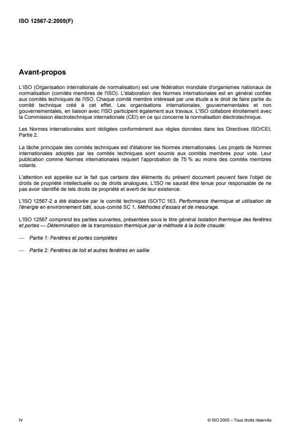 ISO 12567-2:2005 ISO 12567-2:2005 - Isolation thermique des fenetres et portes -- Détermination de la transmission thermique par la méthode a la boîte chaude - Page 4 preview
