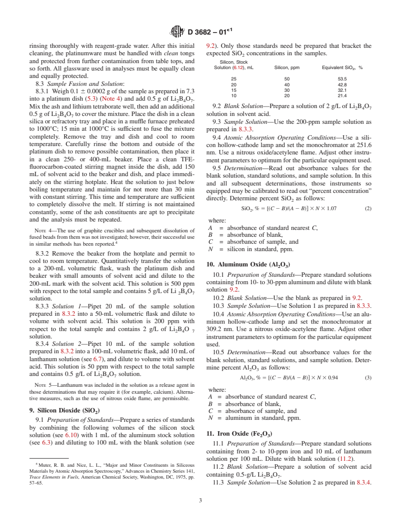 ASTM D3682-01e1 - Standard Test Method for Major and Minor Elements in Combustion Residues from Coal Utilization Processes