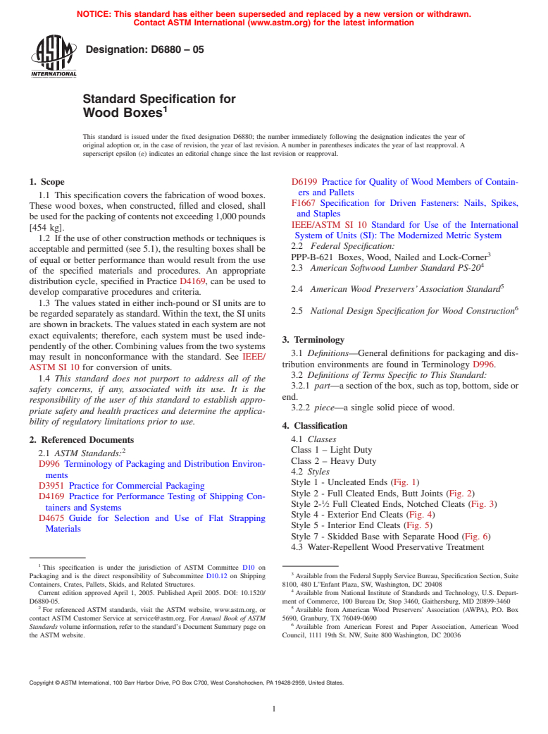 ASTM D6880-05 - Standard Specification for Wood Boxes