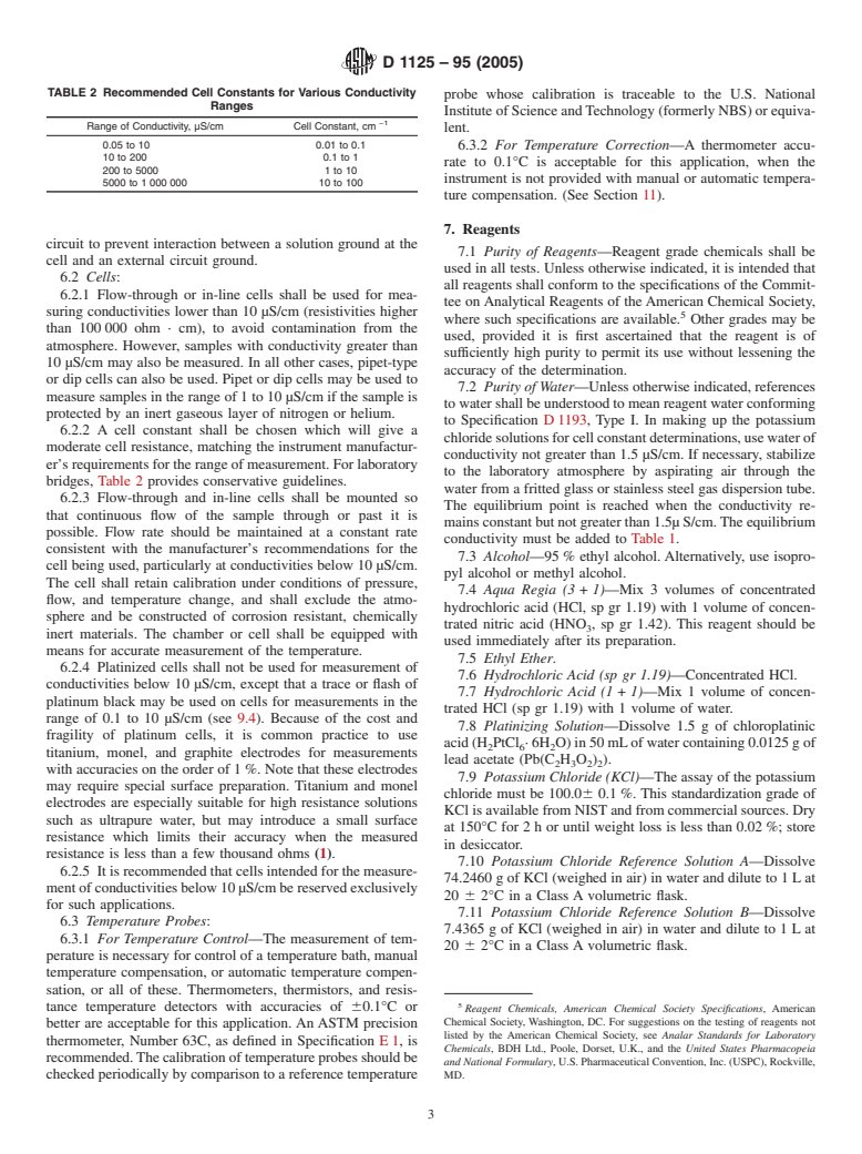 ASTM D1125-95(2005) - Standard Test Methods for Electrical Conductivity and Resistivity of Water