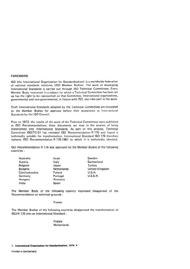 ISO 176:1976 ISO 176:1976 - Plastics -- Determination of loss of plasticizers -- Activated carbon method - Page 2 preview