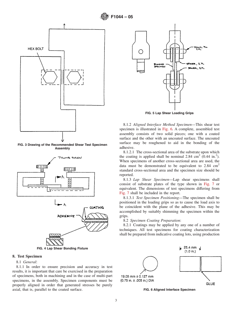 ASTM F1044-05 - Standard Test Method for Shear Testing of Calcium Phosphate Coatings and Metallic Coatings