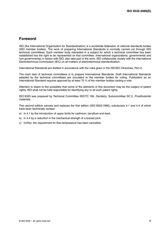 ISO 9333:2006 - Dentistry -- Brazing materials