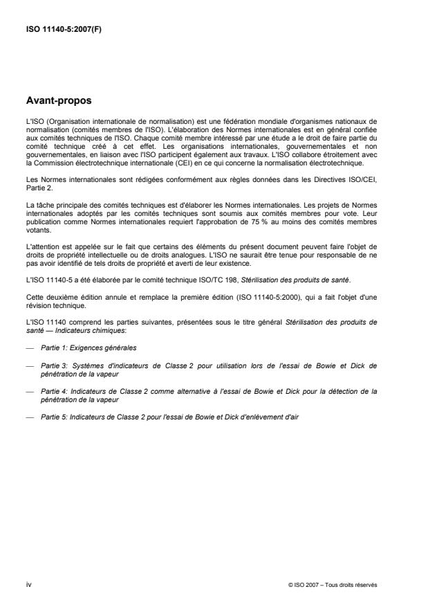 ISO 11140-5:2007 ISO 11140-5:2007 - Stérilisation des produits de santé -- Indicateurs chimiques - Page 4 preview