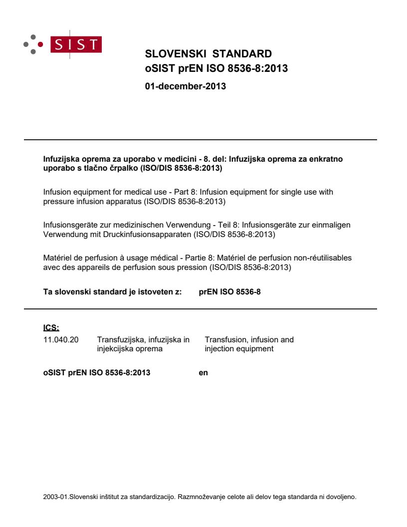 prEN ISO 8536-8:2013