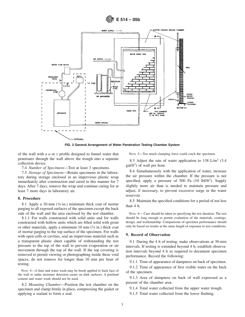 ASTM E514-05b - Standard Test Method for Water Penetration and Leakage Through Masonry