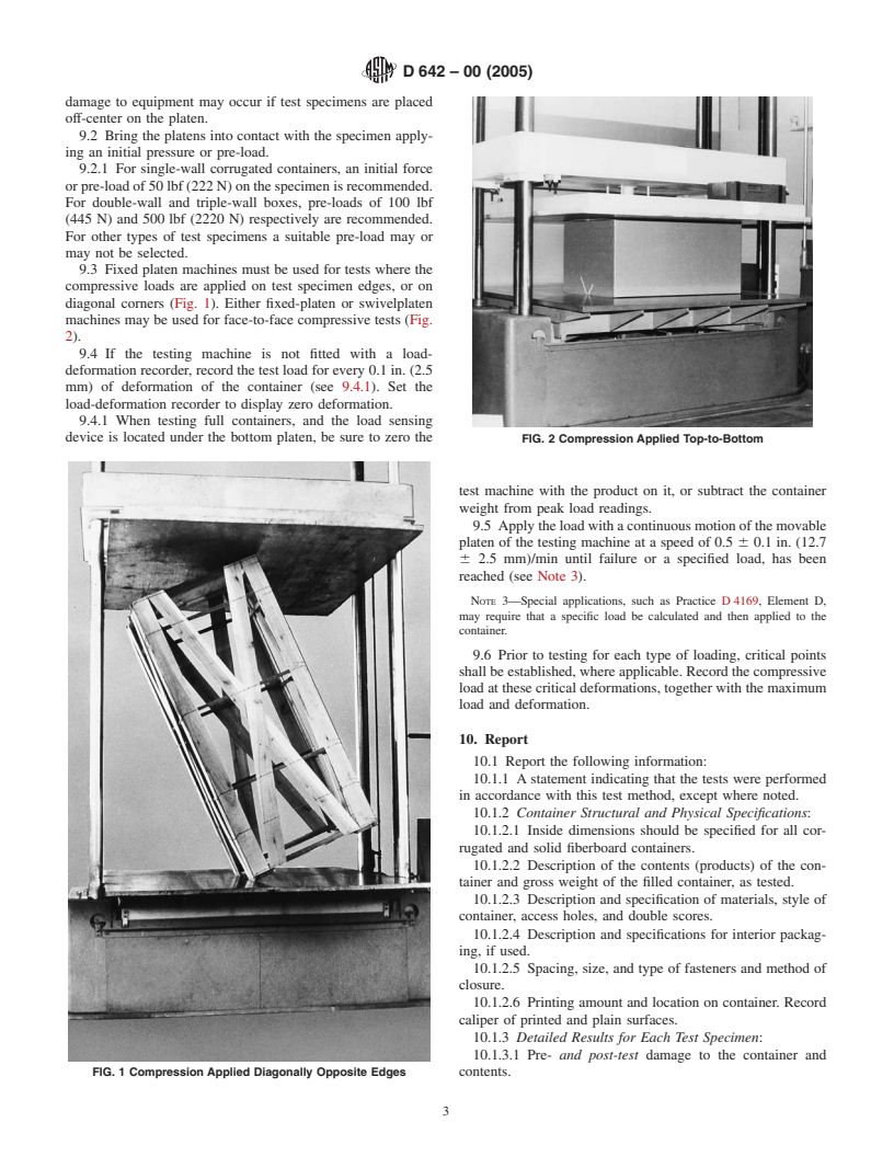 ASTM D642-00(2005) - Standard Test Method for Determining Compressive Resistance of Shipping Containers, Components, and Unit Loads