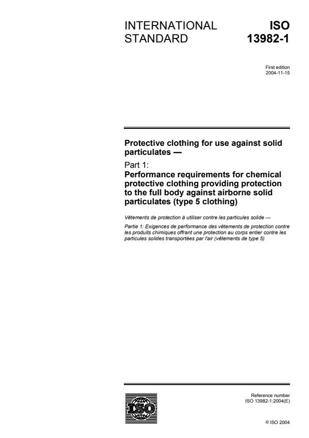 ISO 13982-1:2004 - Protective clothing for use against solid particulates